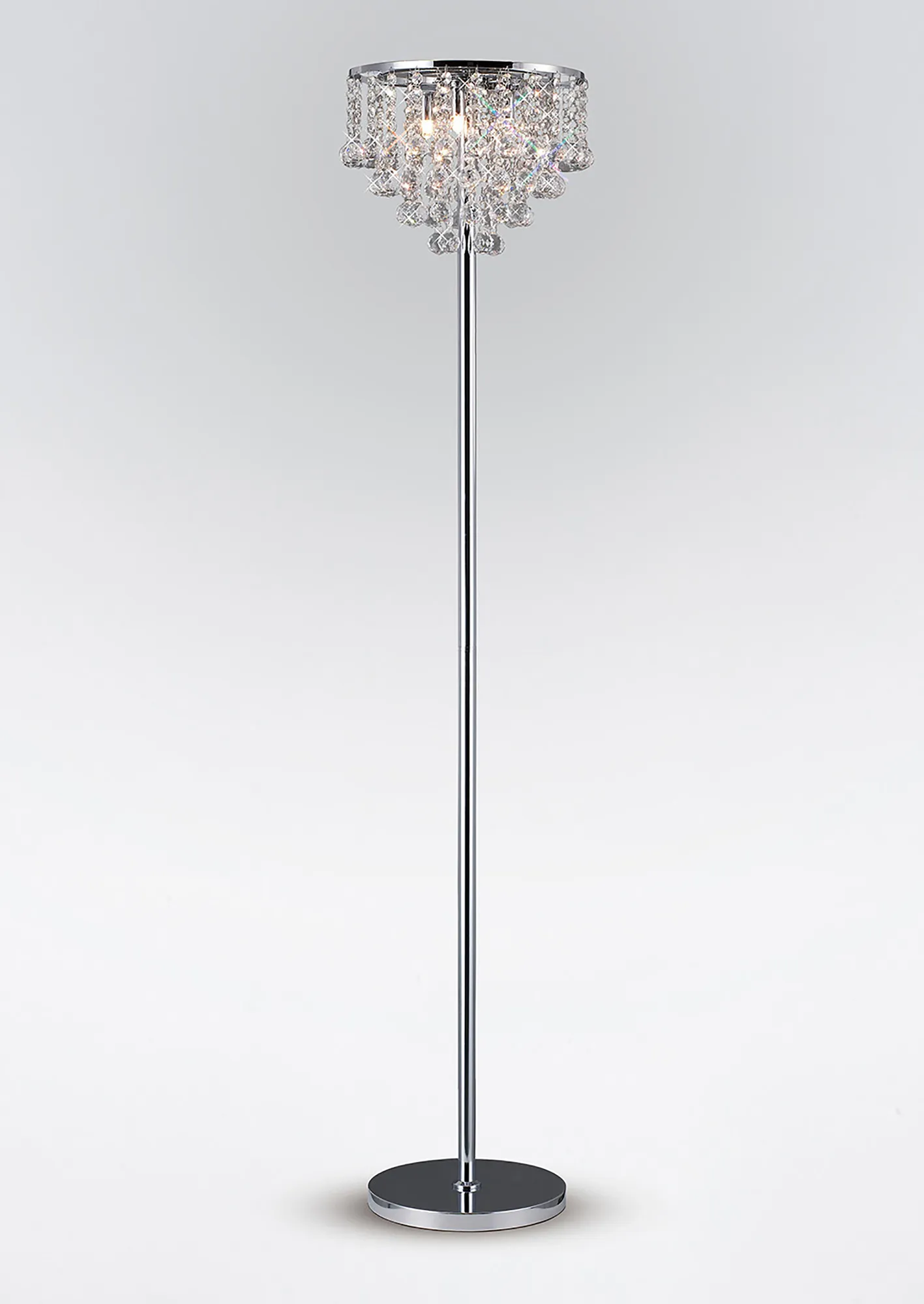 Atla Polished Chrome Crystal Floor Lamps Diyas Designer Floor Lamps Atla Polished Chrome Crystal Floor Lamps Diyas Designer Floor Lamps